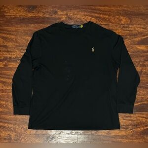 Polo Ralph Lauren T Shirt Classic Fit Men XL Long Sleeve Black Cotton Small Pony